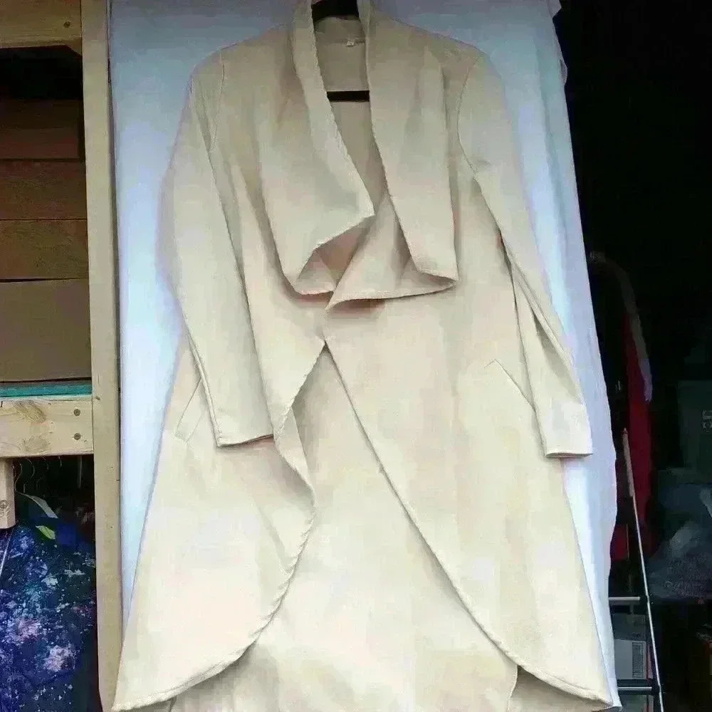 Womens open cape jacket size S cream color business office staple